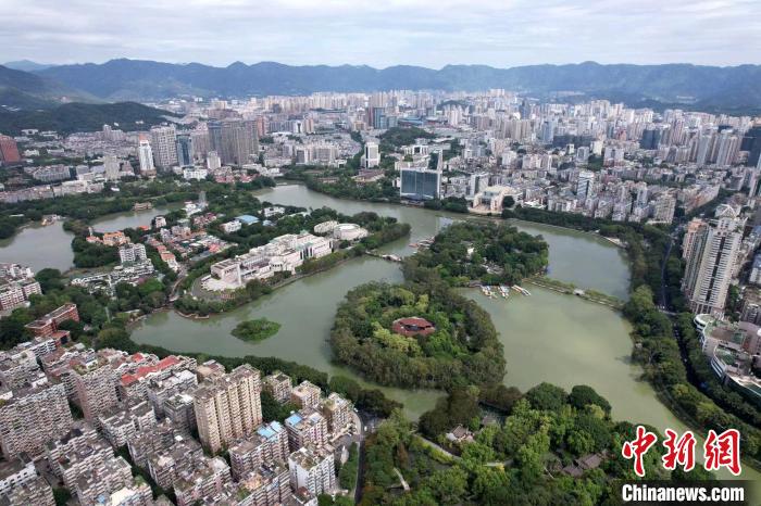 航拍福州西湖古典園林