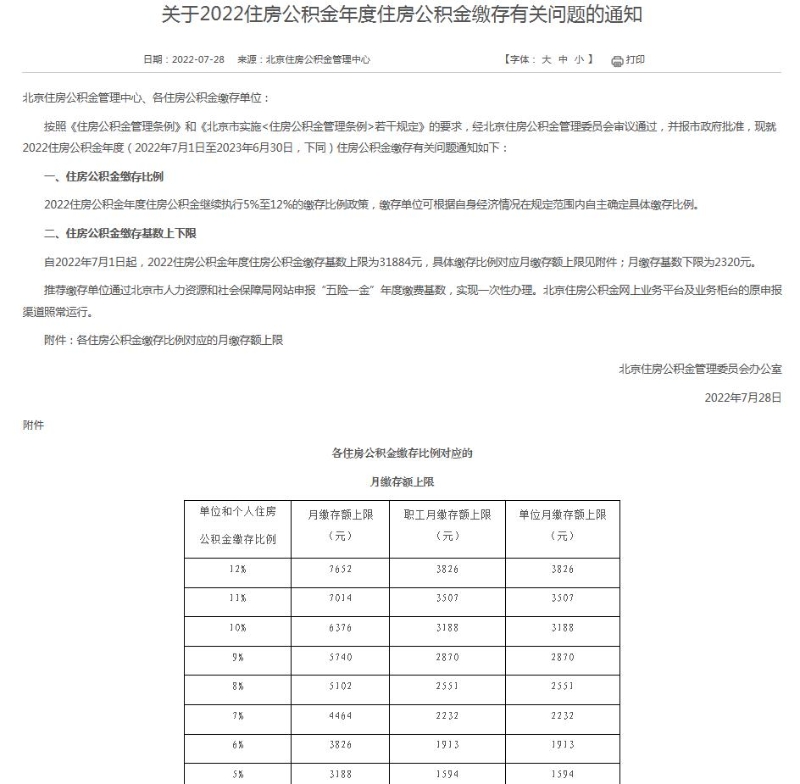 北京住房公積金管理中心網(wǎng)站信息截圖。