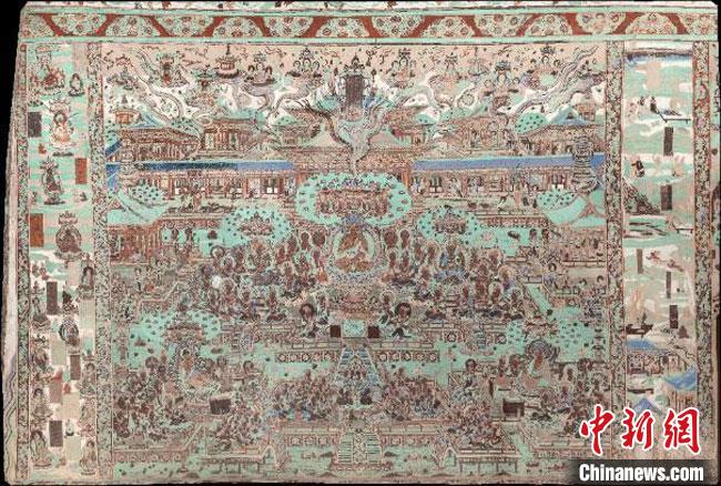 圖為此展覽精選展品莫高窟第148窟東壁(盛唐)——藥師經變?！《鼗脱芯吭汗﹫D