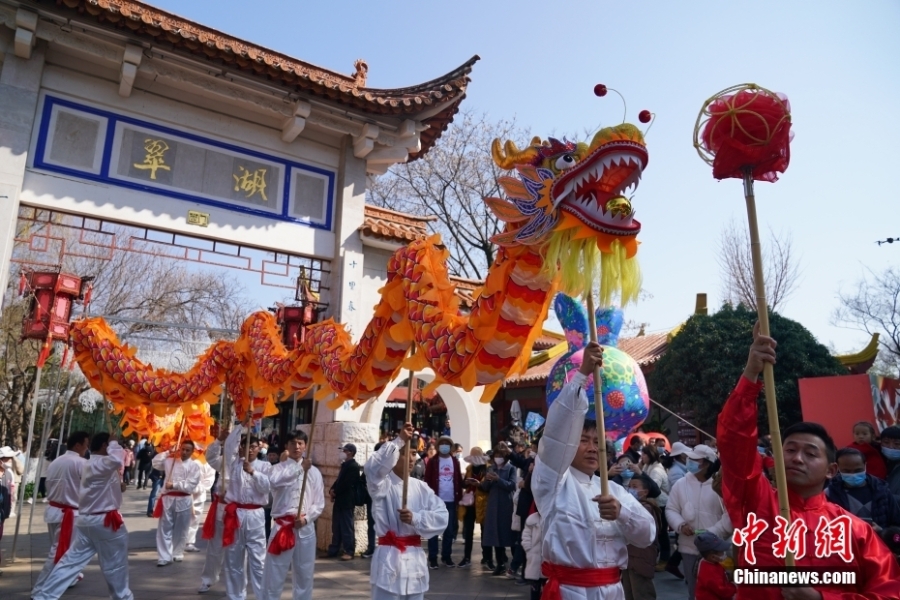 云南昆明：獅舞龍騰慶新春