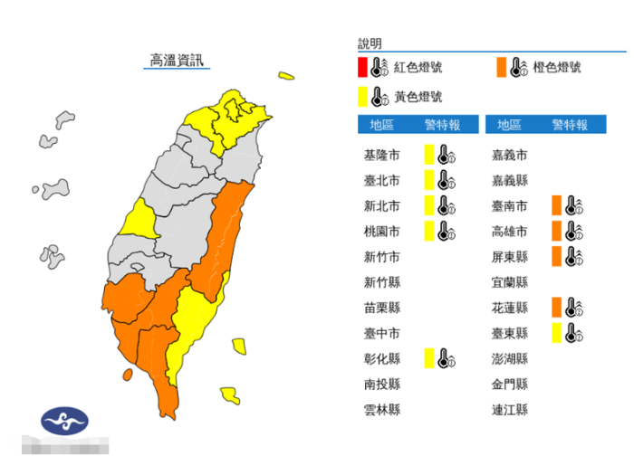 臺灣高溫預警