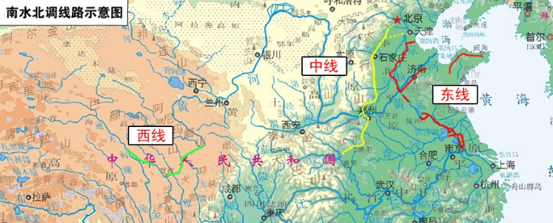 南水北調(diào)線路示意圖。（圖源：水利部網(wǎng)站）